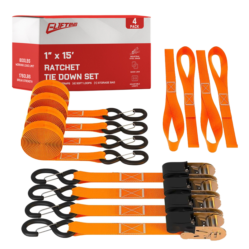 1 "x 15" kit tali leher ratchet dengan gelung lembut (4-pek）