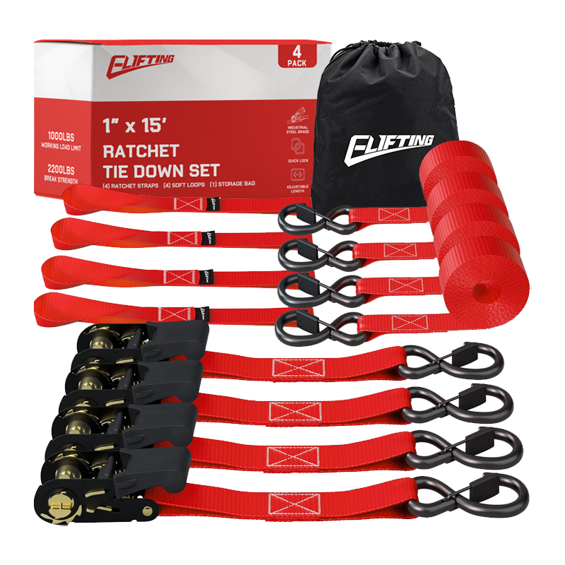 1 "x 15" kit ratchet tie-down (4-pek)